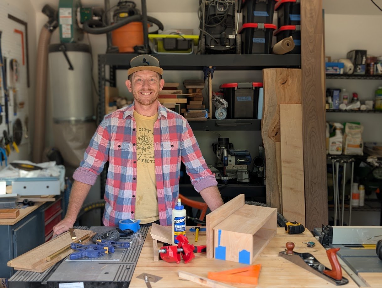Doug Farrell in his Bad Grackle workshop, Austin TX